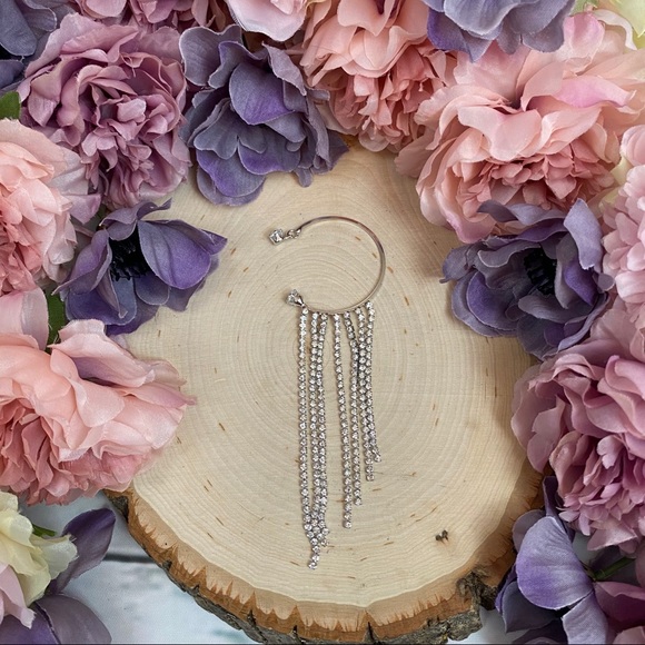 Glam Crystal Tassel Left Ear Cuff Clip Earring - Picture 6 of 16